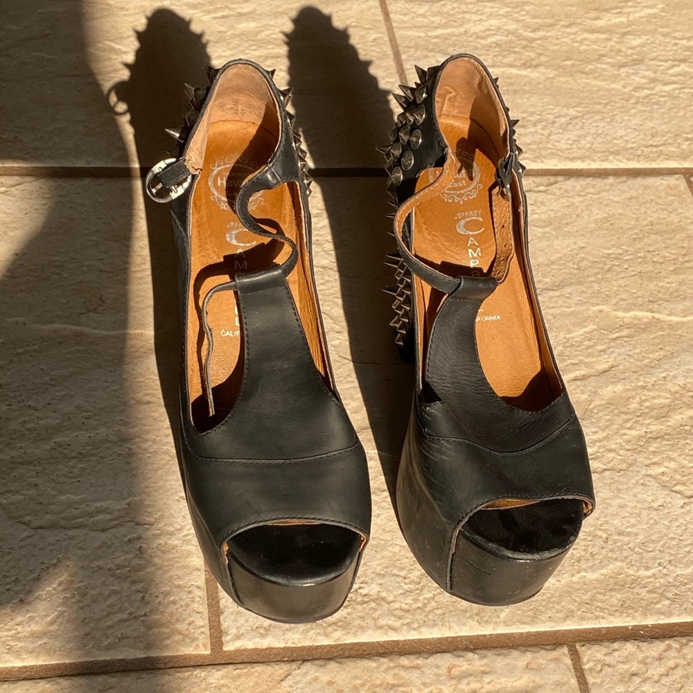 Jeffrey Campbell Black Leather Spike Platform - Picture 5 of 8